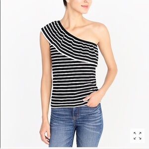 J. Crew | Striped One Shoulder Ruffle Top